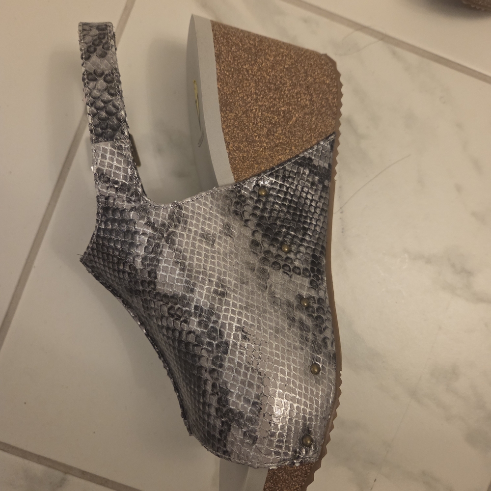 Volatile Snakeskin Slingback Wedges